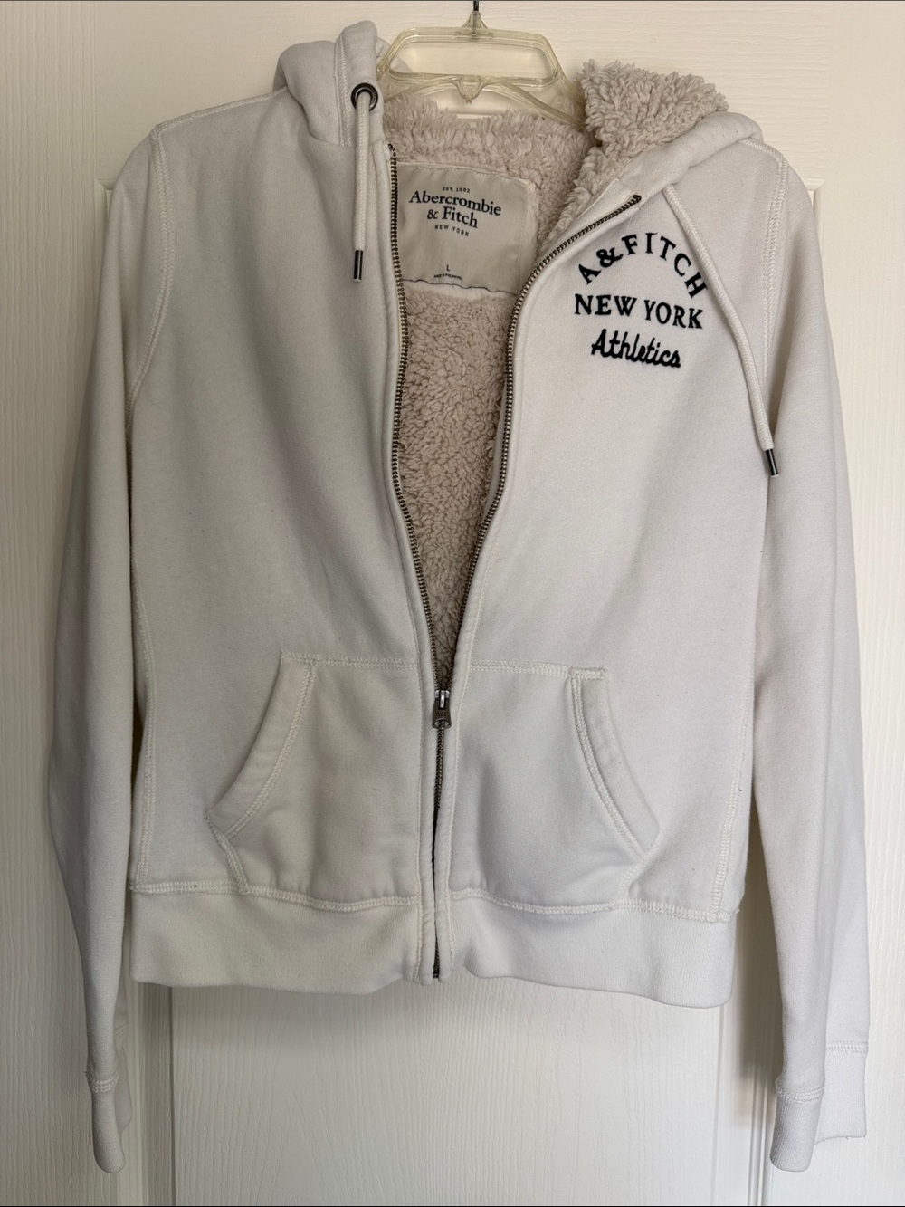 Abercrombie & Fitch Off-White Sherpa Zip Hoodie